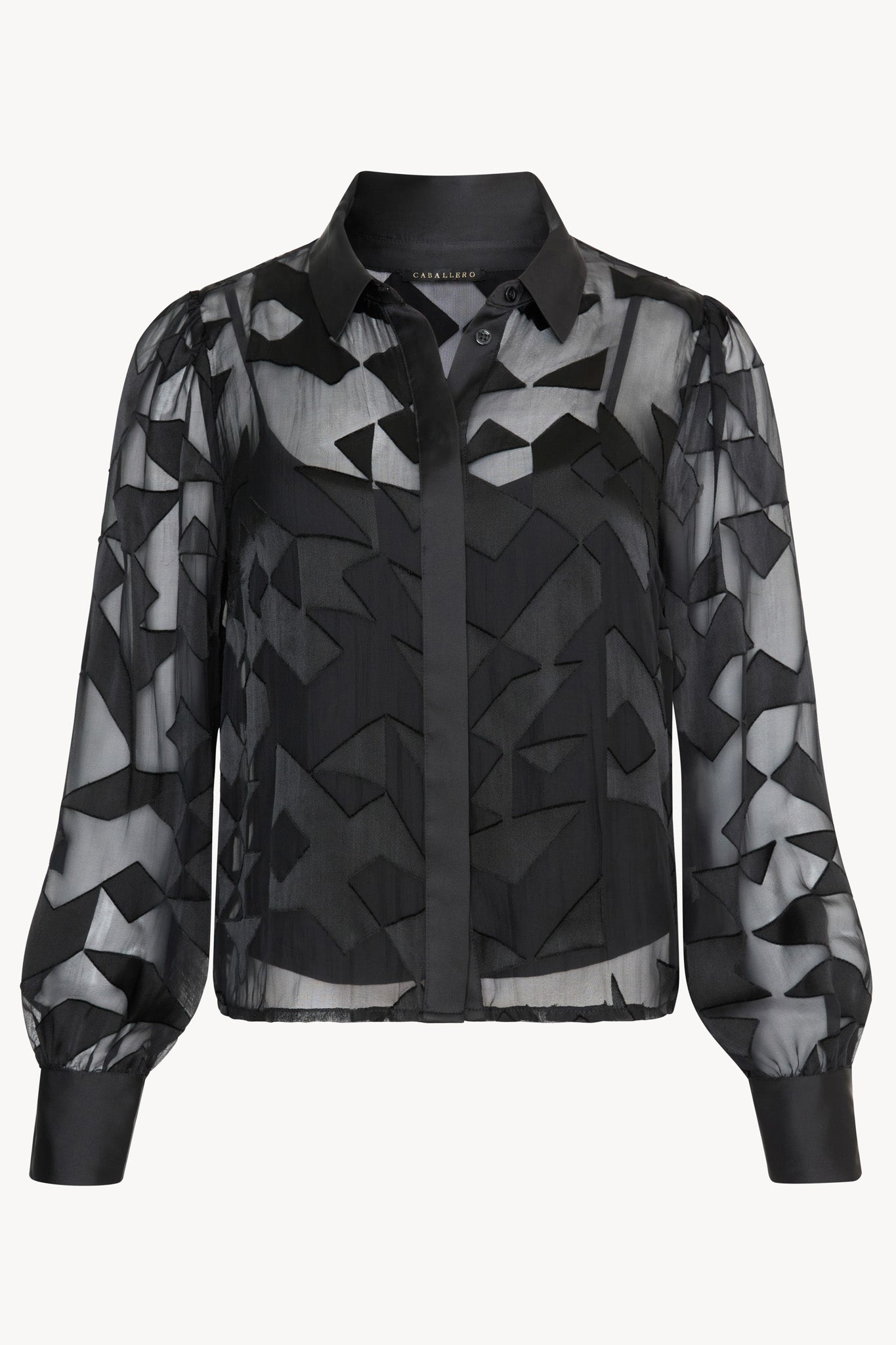 Emmie Top in Black Silk Geo Burnout