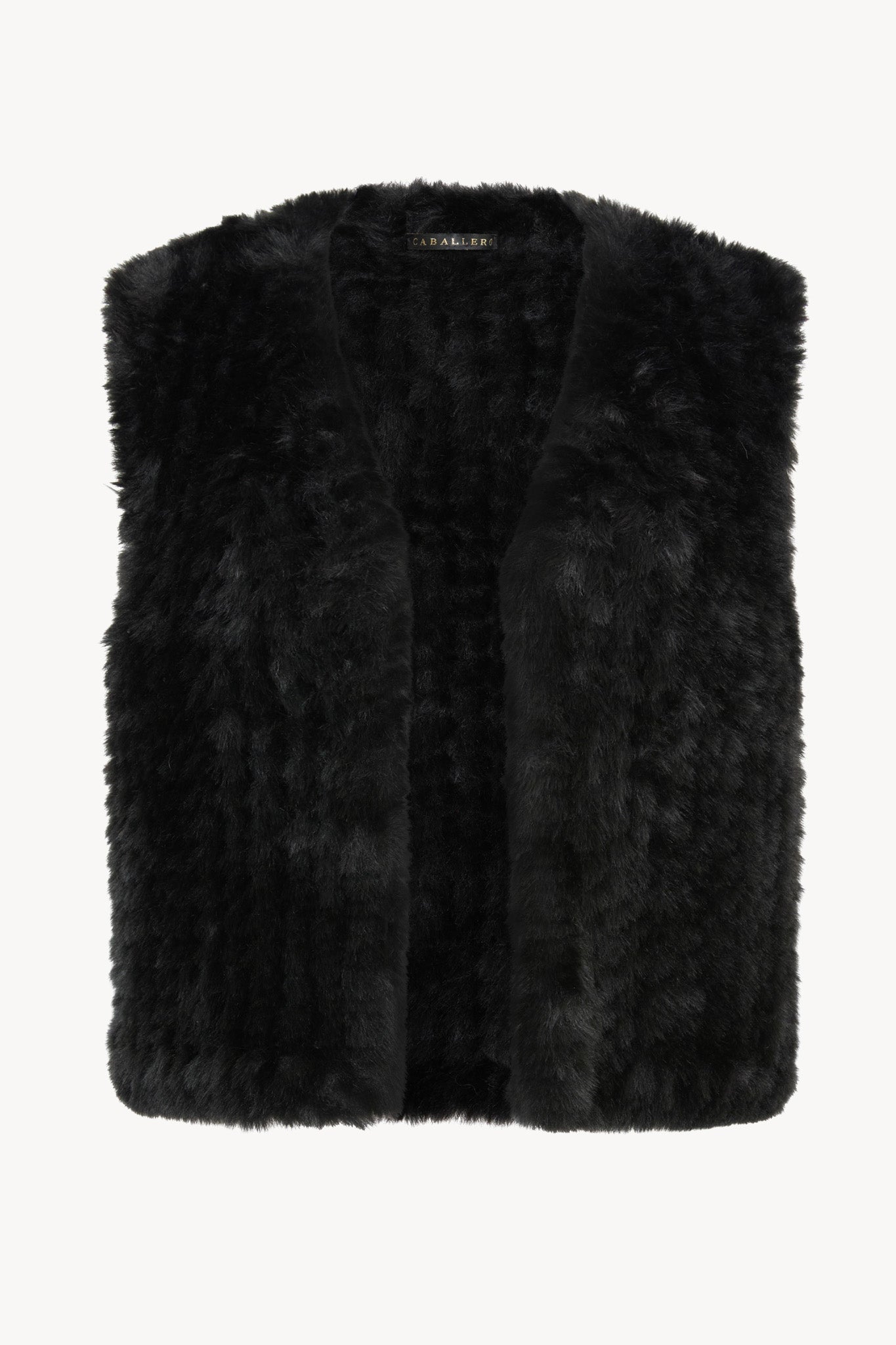 Nadia Vest in Black Faux Fur