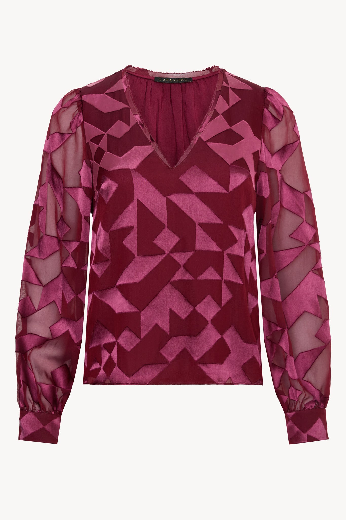 Ruby Top in Cabernet Silk Geo Burnout