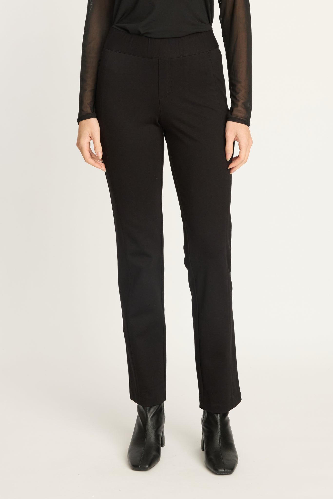 Santi Pant in Black Ponte with Vegan Leather Trim