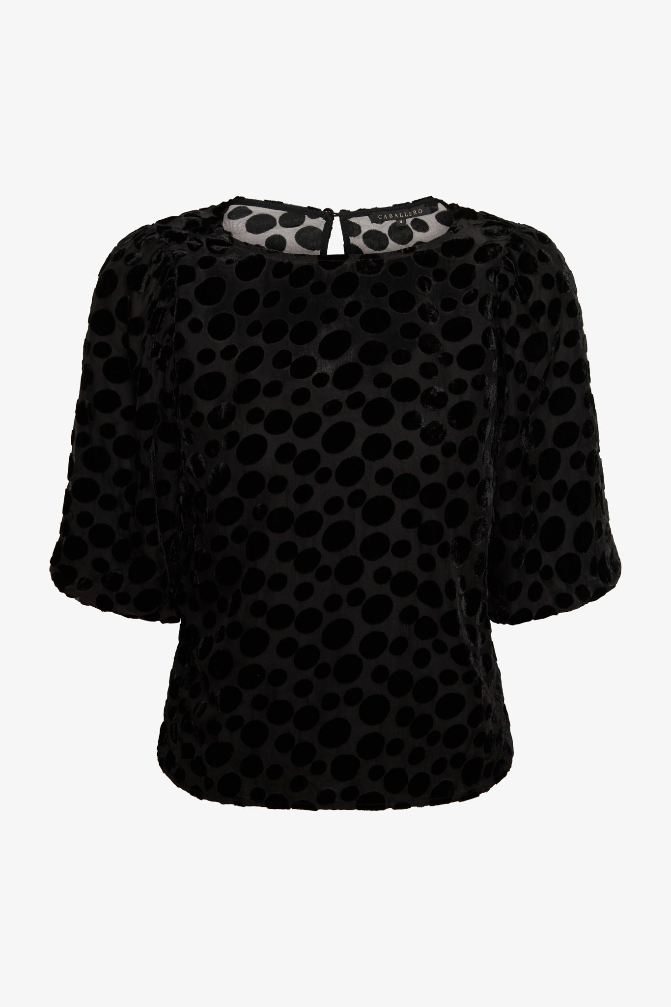 Serah Top in Black Dotted Taffeta