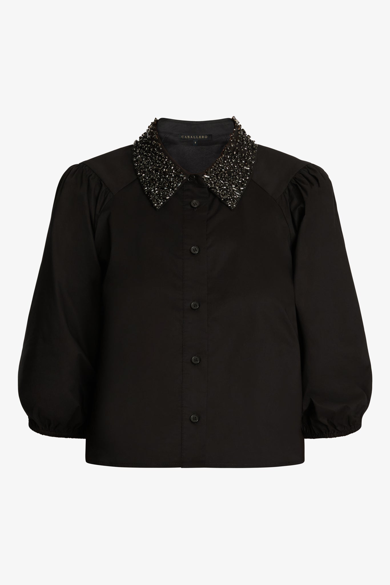Juliette Top in Black with Studded Collar