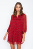 Vanya Dress in Peacock Red Dot